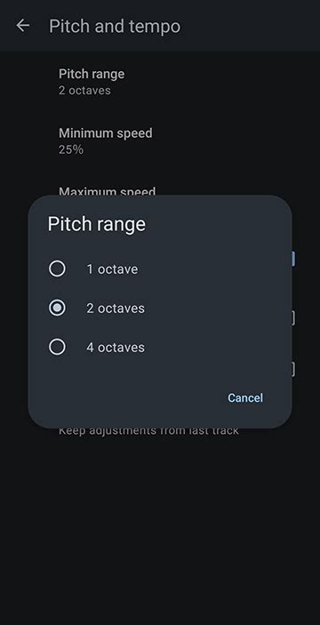 Adjusting the pitch and tempo precisely / pitch & tempo settings — Music Speed Changer App