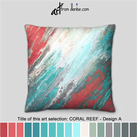 Coral and Teal Throw Pillows Aqua Gray Turquoise Large Couch Pillows Set, Decorative Pillow for ...