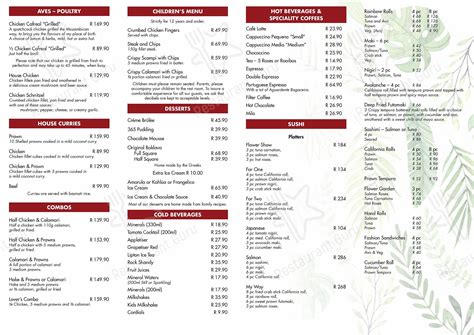 Menu at Little Mozambique restaurant, Howick, White House Centre