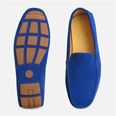 Electric Blue Suede Mens Driving Shoes