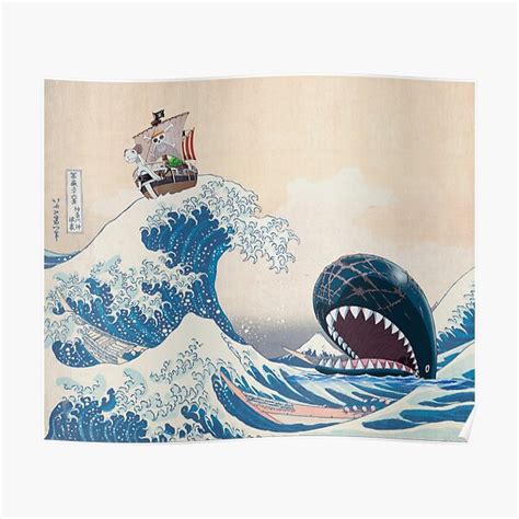 "One Piece Laboon and Going Merry Great Wave off Kanagawa fan art" Poster for Sale by ...