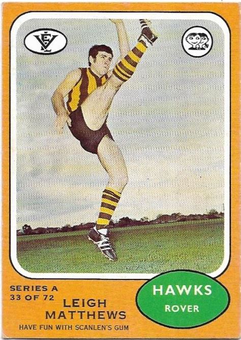 1973 A VFL Scanlens (33) Leigh Matthews Hawthorn - APT Collectables