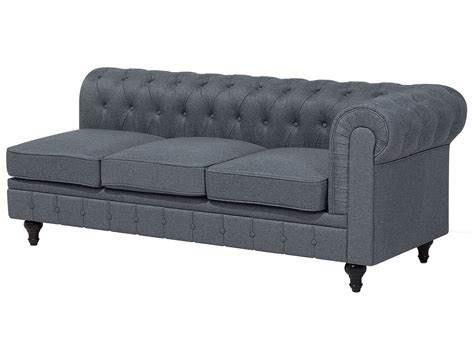 Right Hand Fabric Corner Sofa Grey CHESTERFIELD | Beliani.co.uk