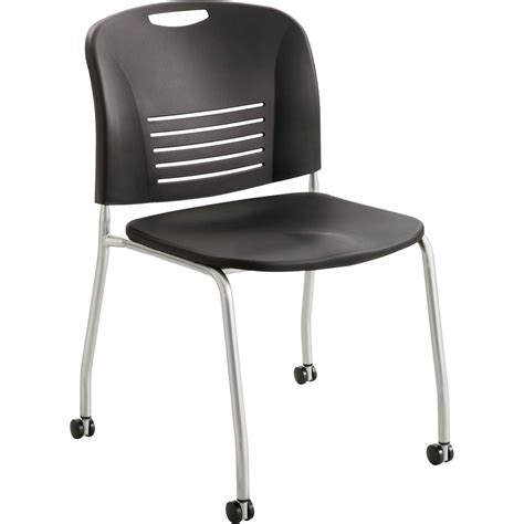 Safco Vy Straight Leg Stack Chairs with Casters - Plastic Seat - Plastic Back - Powder Coated ...