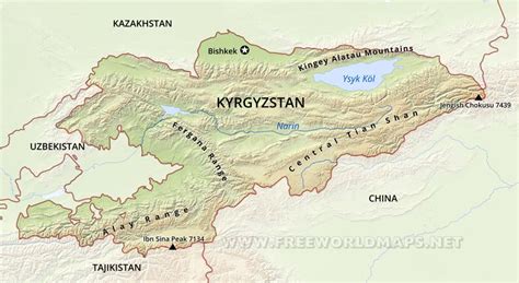 Kyrgyzstan Physical Map