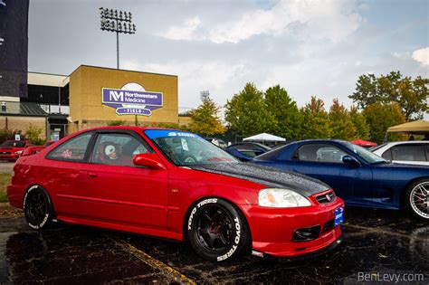 Red Honda Civic Coupe in the Rain - BenLevy.com