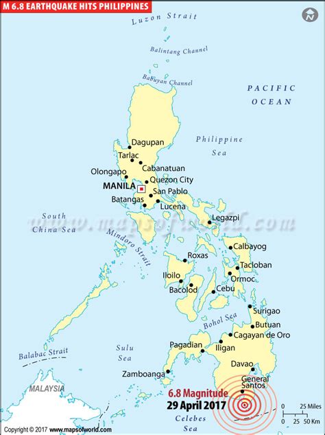 Philippines Earthquake Map, Places Affected by Earthquake in Philippines