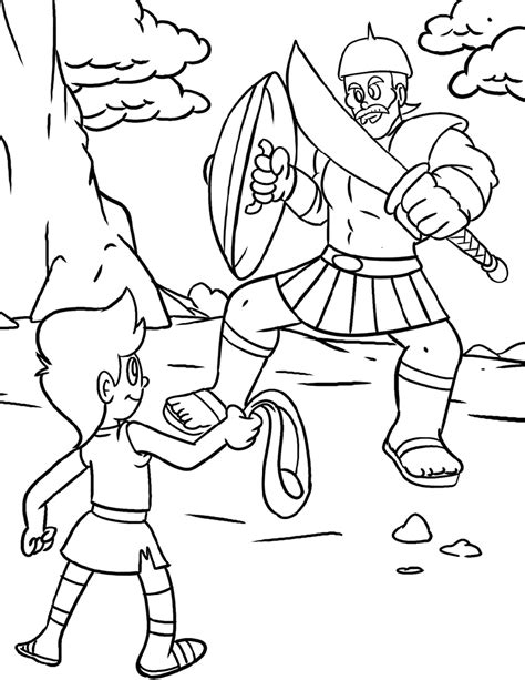 David and Goliath Coloring Page for Kids | Educative Printable | Coloring pages, David and ...