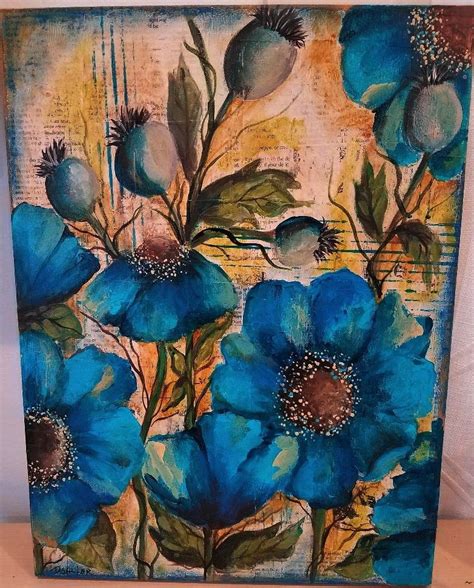 blue poppies--acrylics | Blue poppies, Art, Artwork