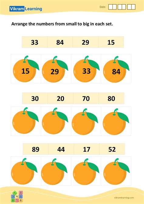 Download arrange the numbers from small to big in each set worksheets ...