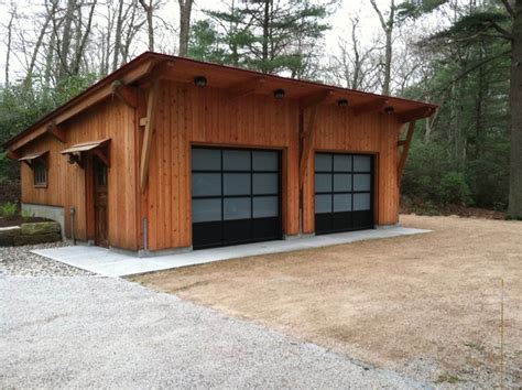 Two car garage - Contemporary - Shed - Providence - by South County Post & Beam, Inc.