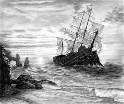 Shipwreck Drawing by Ryan Jones | Saatchi Art