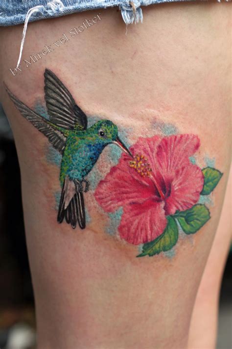 hummingbird with hibiscus flower tattoo by Stotker on DeviantArt