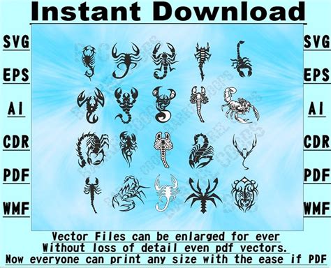 Craft Supplies & Tools SCORPIONS SVG Vector Stencil Instant download 6 ...