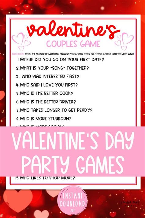 Valentine's Day Couples Game Game Fun Valentine's - Etsy | Valentines day couple, Valentines ...