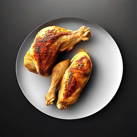 Premium Photo | Roasted smokey chicken presentation on plate