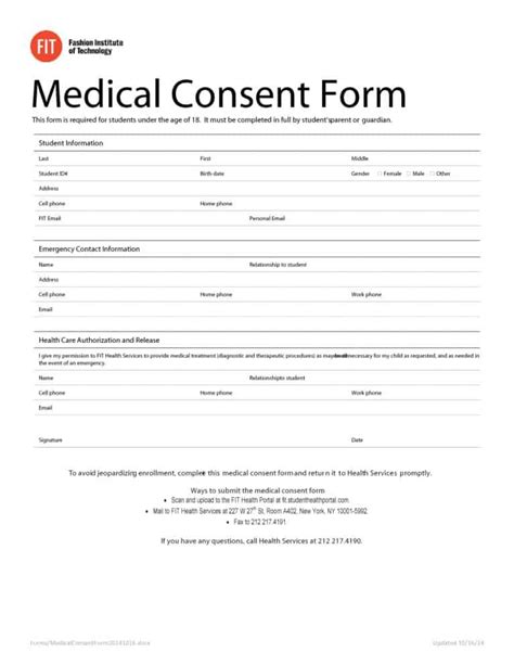 45 Medical Consent Forms (100% FREE) - Printable Templates