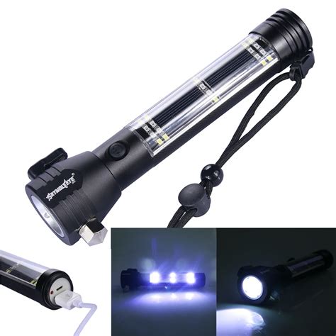 Aluminum Multi functional Solar Flashlight Built in Rechargeable ...