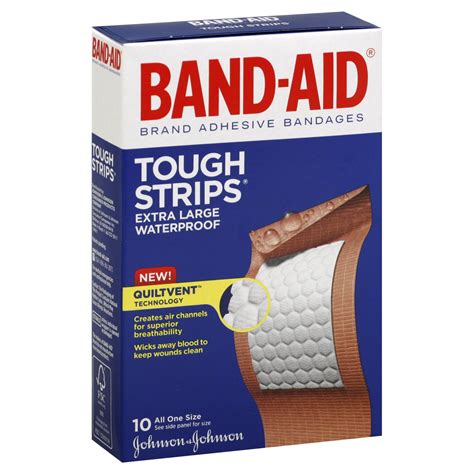 Band-Aid Tough-Strips Adhesive Bandages, Waterproof, Extra Large, 10 bandages