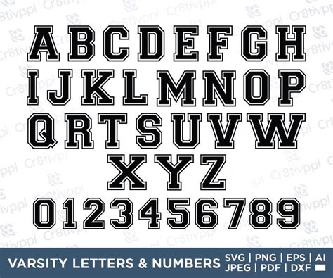 Varsity Font Svg, Block Font Svg, College font, University font ...