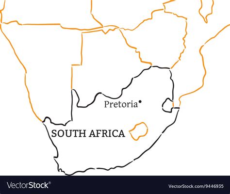 South Africa hand-drawn sketch map Royalty Free Vector Image