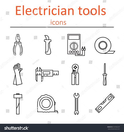 Icon Set Tools Electrician Vector Illustration Stock Vector 532566229 ...