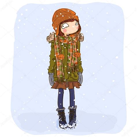 Winter cartoon girl — Stock Vector © Salvadorova #112555958