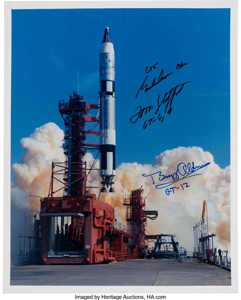 Gemini Program: Launch Color Photo Signed by Gordon Cooper, Tom | Lot ...