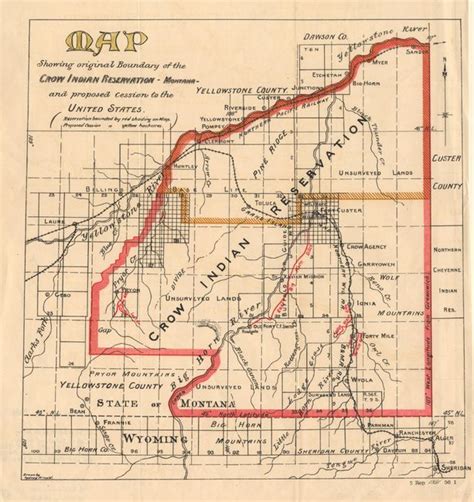 Old World Auctions - Auction 97 - Lot 208 - Map Showing original Boundary of the Crow Indian ...