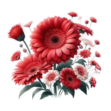 Red Gerbera Flowers Watercolor Illustration, Flower, Flora, Petal PNG Transparent Image and ...