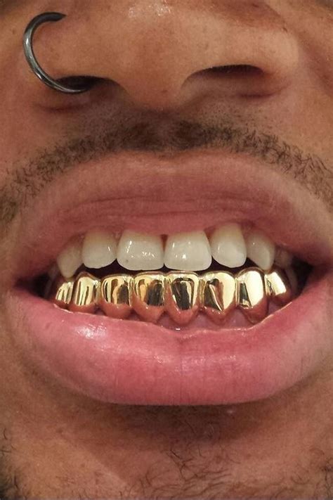 18K Real Gold Braces Punk Hiphop Multicolor Diamond Custom Bottom Teeth Grillz Dental Mouth ...