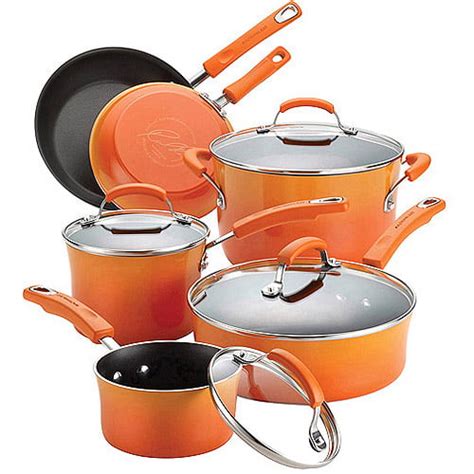 Rachael Ray 10-Piece Porcelain Enamel Non-Stick Cookware Set in ...