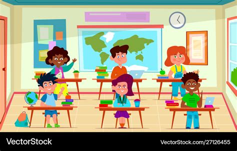 Kids in classroom primary school happy children Vector Image