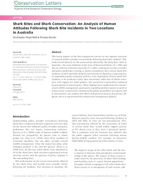 (PDF) Shark Bites and Shark Conservation: An Analysis of Human Attitudes Following Shark Bite ...