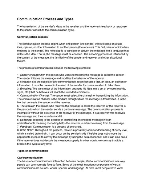 SOLUTION: Communication process and types - Studypool