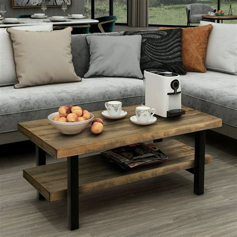 Coffee Table, SEGMART High-Grade MDF Solid Wood Farmhouse Tea Table ...