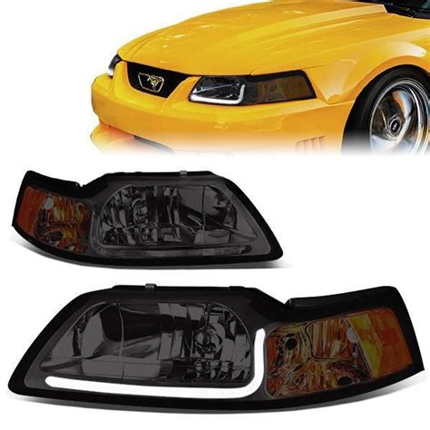 D-Motoring - 99-04 Ford Mustang Headlights - LED DRL - Smoked Housing ...