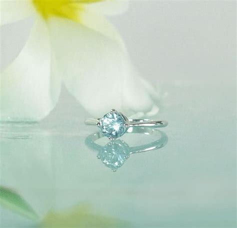 Aquamarine Solitaire Ring Sterling Silver Natural Gemstone Designs