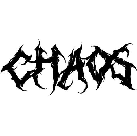 the word chaos written in black ink on a white background