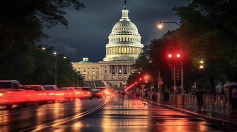 Premium AI Image | Night view of United States Capitol