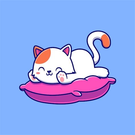 Lindo gato acostado en la ilustración de icono de vector de dibujos ...