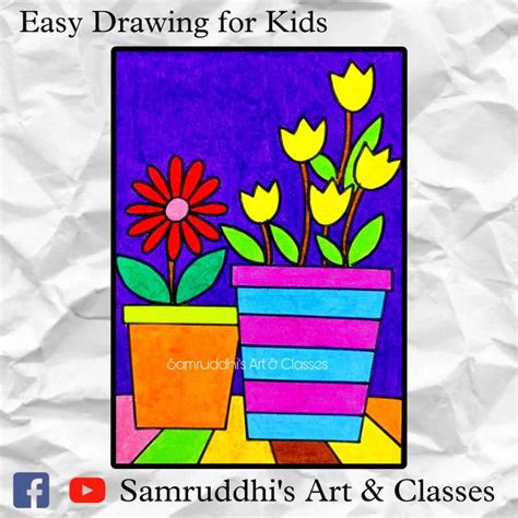 Flower Pot Drawing for kids in 2024 | Drawing for kids, Art drawings for kids, Cute drawings for ...