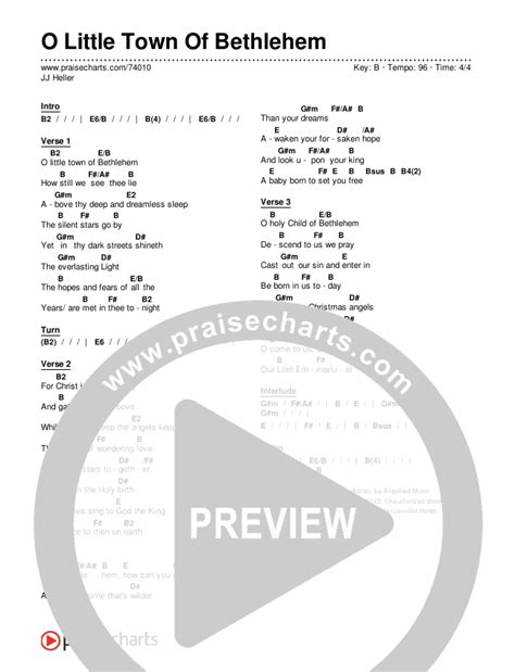 O Little Town Of Bethlehem Chords PDF (JJ Heller) - PraiseCharts