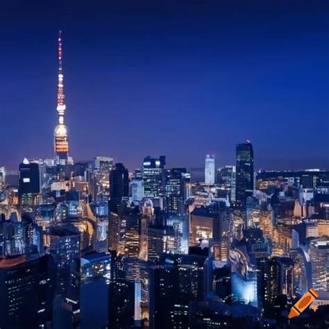 Tokyo skyline at night on Craiyon