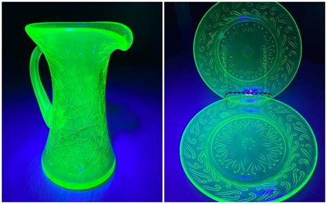 30s Uranium Glass Water Goblet, Colonial Block Green Depression Glass ...