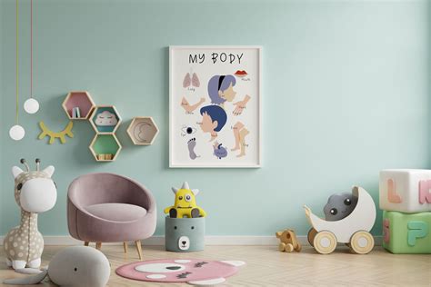 The Body Parts Poster Educational Prints Preschool Print My Body Poster for Kids Home School ...