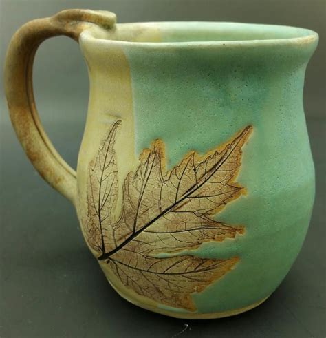 Earthtone Maple Leaf Hand Thrown Ceramic Mug | Wheel thrown pottery, Ceramics ideas pottery ...