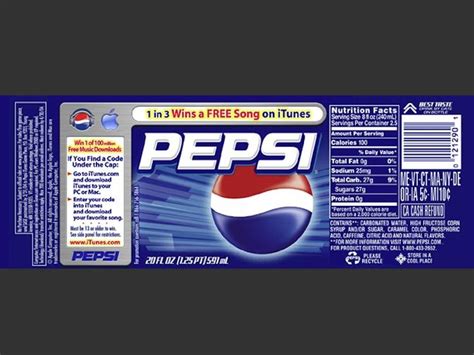 Pepsi Label Design (Million Free Songs Campaign) | Free songs, Label ...