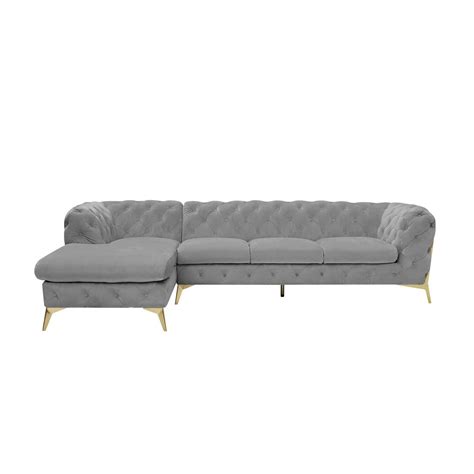 Regina RAF Sofa Chaise Sectional Gold | Light Gray | Allamoda Modern Furniture