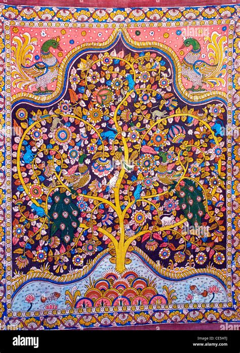 Tree of Life painting ; Kalamkari hand painting on fabric ...